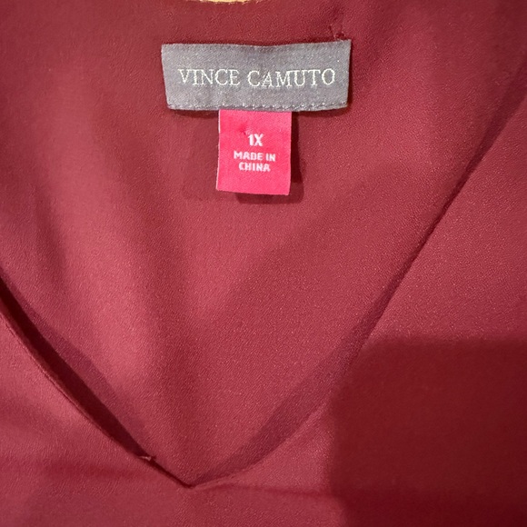 Vince Camuto Burgundy Layered Blouse | Flowy Plus Size 1X Career Top Holiday - Picture 2 of 5